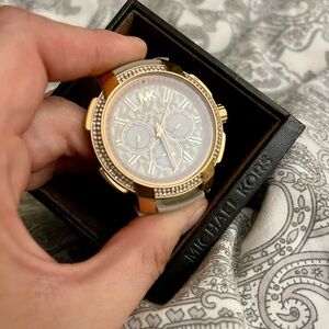 Michael Kors MK Rose Gold Leather Strap Watch